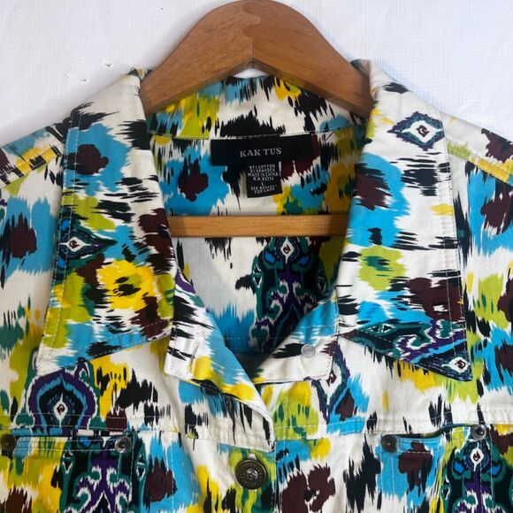 Kaktus Southwestern Print Lightweight Jacket Maximalist Cotton Bold Size Large - Picture 3 of 8
